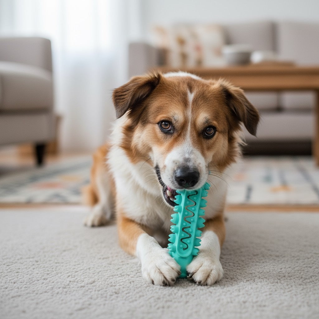 Reduce mal aliento, elimina sarro y entretiene durante horas.