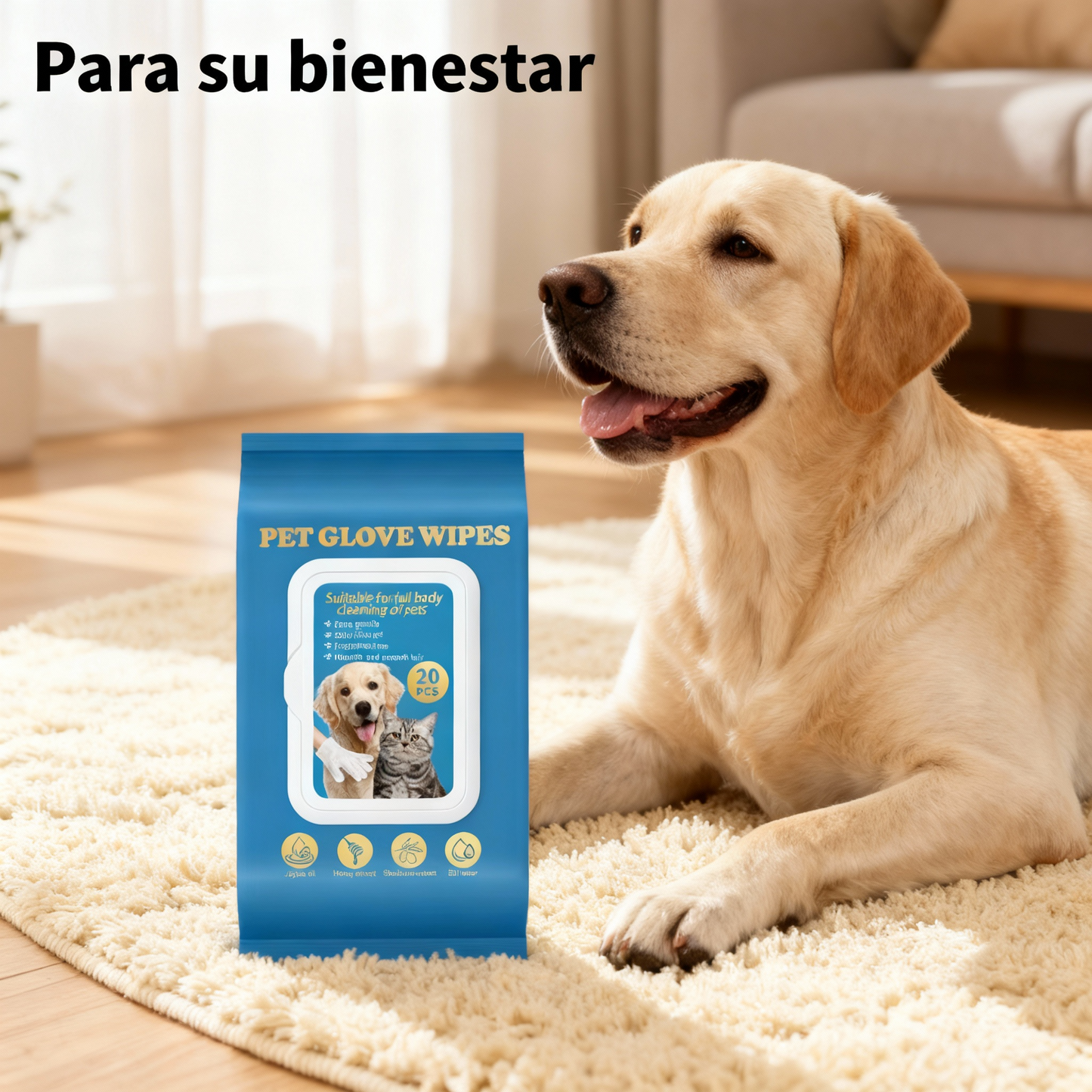 🐾🧼 Toallitas Húmedas para Perros – Limpieza Rápida, Suave y Sin Aclarado